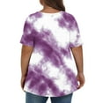 thumbnail image 3 of Royisotas Casual Tops for Women Summer Short Sleeve Purple Women's T-Shirts V-Neck Tie Dye Shirts, 3 of 5