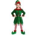 thumbnail image 5 of Grblisyd Kids Christmas Set Santa Claus Helper Elf Costume Outfits Long Sleeve Dress Hat Stockings, 5 of 6