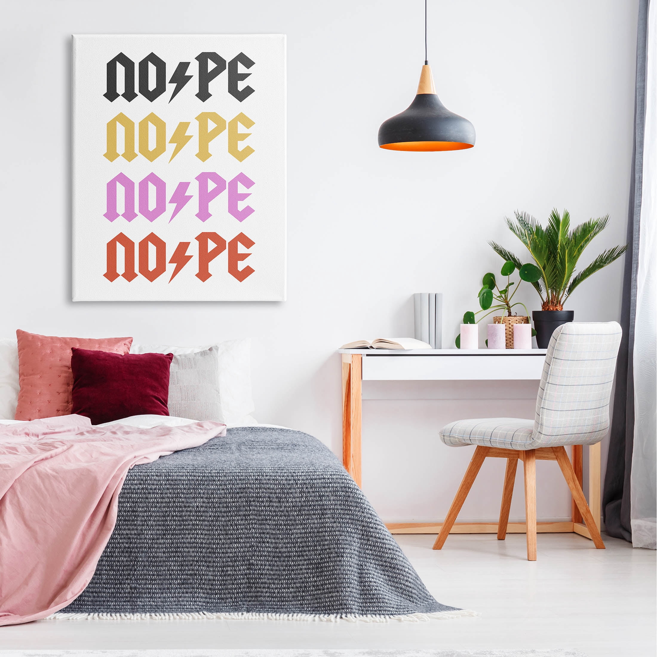 Nope Thunder Bold Symbol Phrase Typography Graphic Art Gallery Wrapped Canvas Print Wall Art