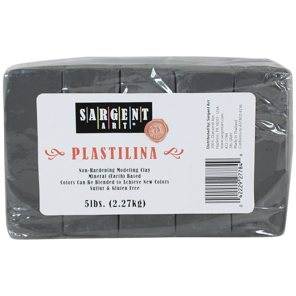 Plastilina Modeling Clay, 5Pound, Gray, Mineral based nonhardening