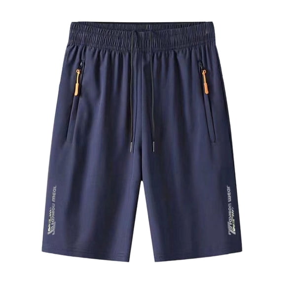 IROINNID Men's Ice Silk Quick Dry Athletic Shorts with Zippered Pockets Elastic Drawstring Waist Relaxed Straight Leg Summer Sports Fitness Gym Wear