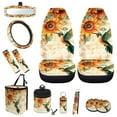 thumbnail image 2 of KUIFORTI Sunflower Car Seat Covers Full Set Cute Hummingbird Steering Wheel Covers, Cup Coaster, Safety Belt Cover Pad, Chapstick Holder, Automotive Vehicle Garbage Cans, 2 of 7