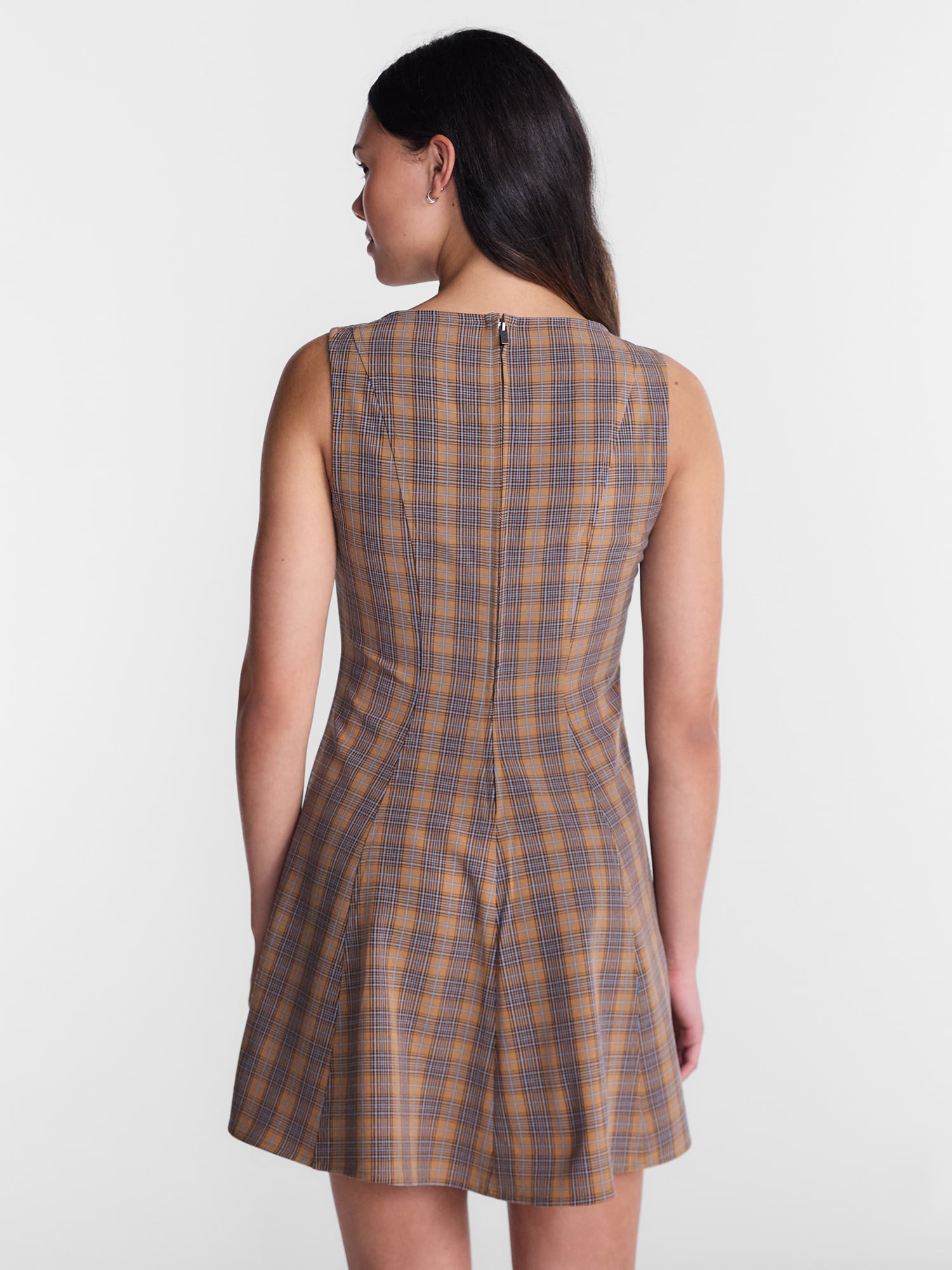 No Boundaries Fit and Flare Plaid Mini Dress, Women’s XXS-XXL