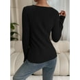 thumbnail image 2 of MOYIKO V Neck Long Sleeve Shirts for Women Fitted Thermal Lightweight Trendy Tops, 2 of 7