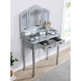 thumbnail image 2 of Wood Vanity In Silver - Make Up Table With Four Drawers And Mirror Wooden Desk Spacious For Organization, 2 of 3