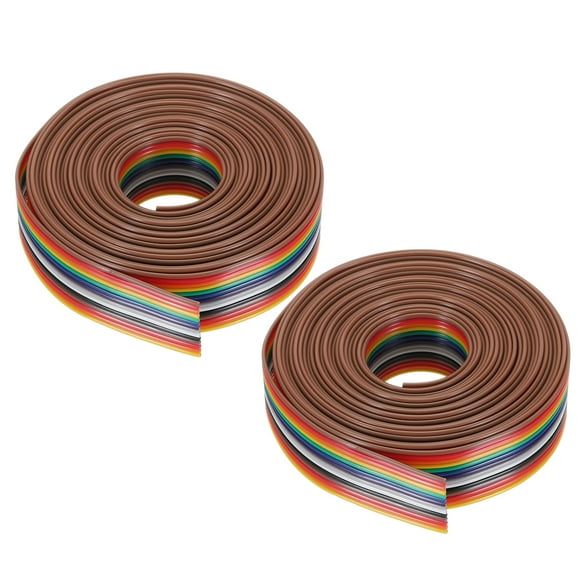 Unique Bargains 2 Pcs 14 Pin Flat Rainbow Ribbon Cable 9.84FT 1.27mm Pitch Breadboard Jumper Wires