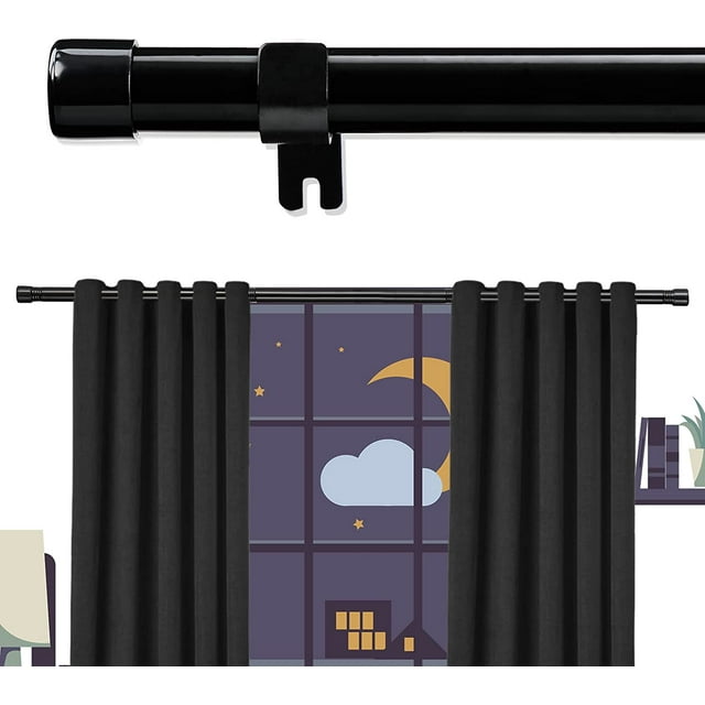 FZC-Extra Long Curtain Rods 120-inch to 170-inch Heavy Curtain, 1 Inch Black Curtain Drapery Rods with Adjustable Brackets, Easy Instal Simple Blackout Outdoor Black Window Curtain Rod for Patio