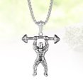 thumbnail image 2 of Style Bodybuilder Charm Neck Chain Titanium Steel Muscle Men with Barbell Pendant Necklace for Men, 2 of 8