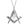 thumbnail image 1 of Masonic Freemason Foldable Compass Pendant Necklace for Women Oxidized .925 Sterling Silver With Chain, 1 of 5