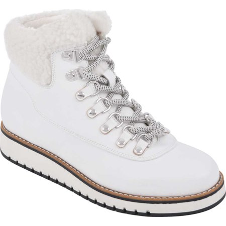 

Women s White Mountain Cozy Ankle Boot White Smooth Tumbled Faux Leather 8.5 M