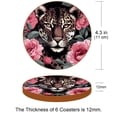 thumbnail image 3 of Rose Leopard 6PCS Round Coasters Set, Microfiber Leather Drink Coasters, 11x11 cm/4.3x4.3 in, and Heat, Furniture and Tabletops, 3 of 6
