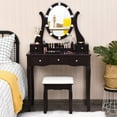 thumbnail image 4 of Gymax Vanity Table Set w/10 Light Bulbs and Touch Switch Makeup Dressing Table Brown, 4 of 10