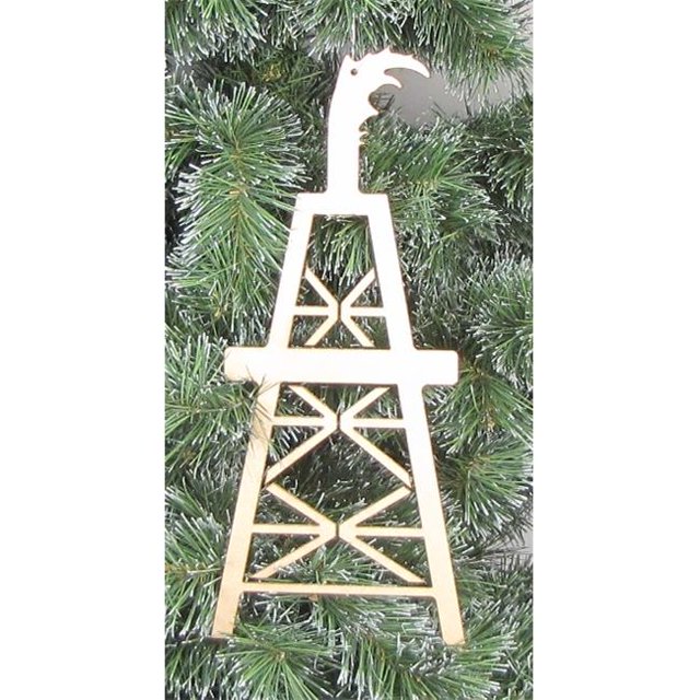 Metrotex Designs 12687 Lazer Cut Steel Oil Derrick Ornament Gold Metallic Fleck