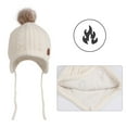 thumbnail image 4 of Winter Baby Boys Hat Fleece Lining Toddler Kids Earflap Beanie Warm Baby Hats for Girls with Pompom (White,L), 4 of 5