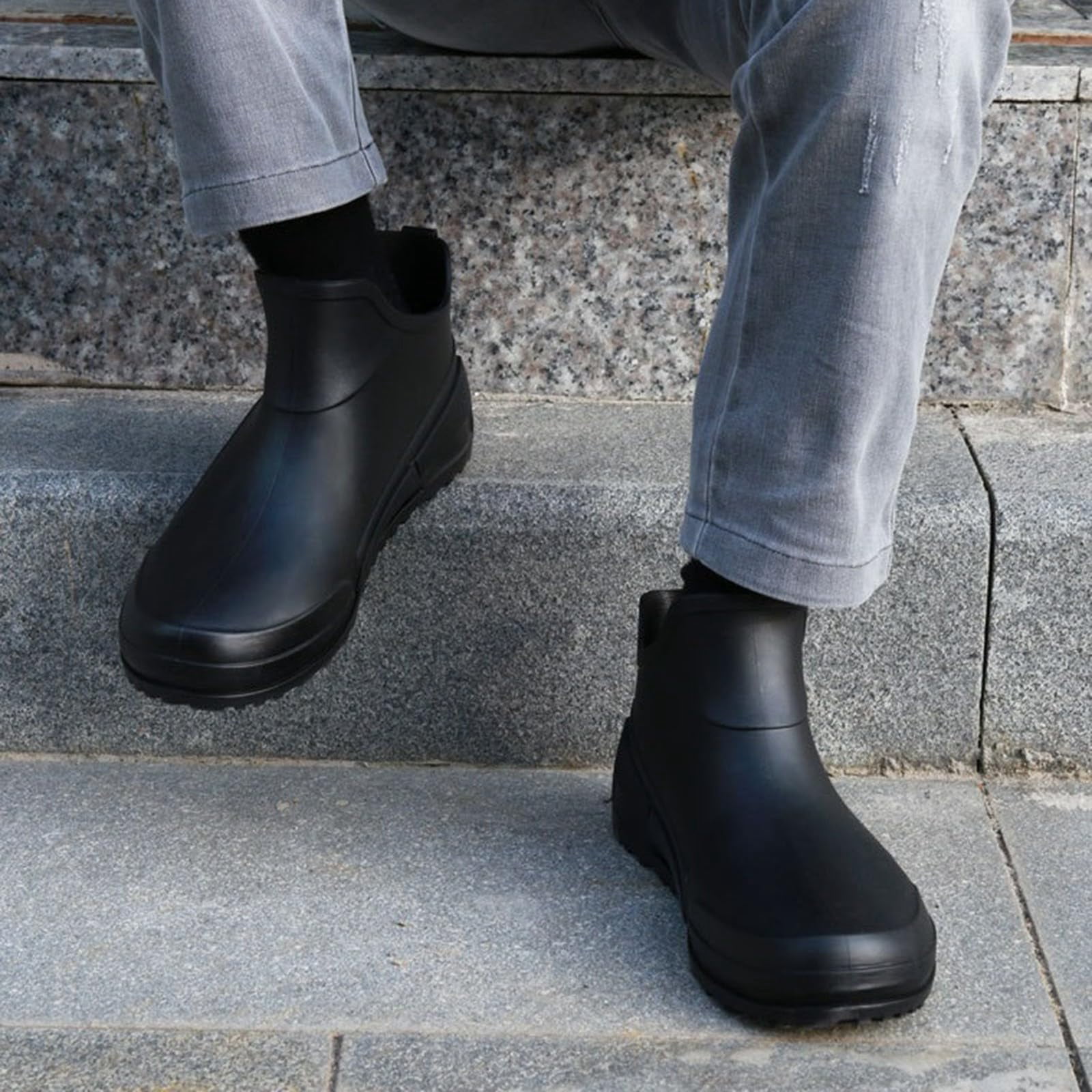 Willtoo Rain Boots for Women Fashion Walking Water Shoes,Water Resistant Ankle Rubber Boots Non-Slip Soles Mid Calf Booties Outdoor Casual Slip On Rubber
