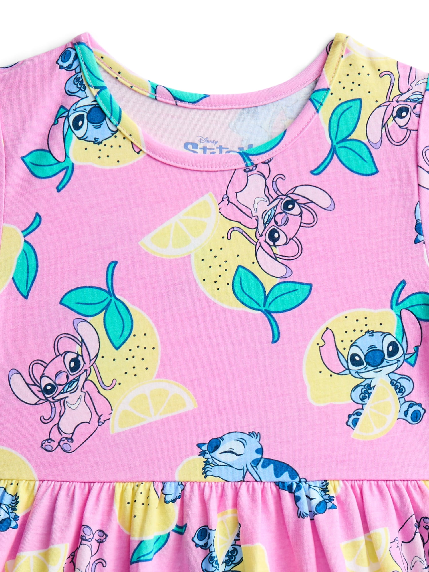 Stitch Girls Allover Print Dress with Short Sleeves, Sizes 4-12