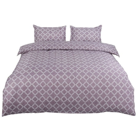 Lattice Pattern Microfiber Duvet Cover Set With 2 Pillowcases