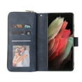 thumbnail image 6 of Feishell for Samsung Galaxy S21 Ultra (6.8 inch) Wallet Case for Women Men,Premium PU Leather Magnetic Clasp Zipper 9 Card Slots Folio Flip Holder Shockproof Purse Phone Case with Wrist Strap,Blue, 6 of 8