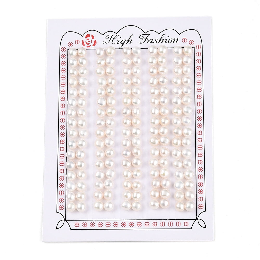 80pairs Grade 3A Natural Cultured Freshwater Pearl Beads Half Drilled Half Round Beads Creamy White 5~5.5x3.5~4mm Hole: 1mm DIY