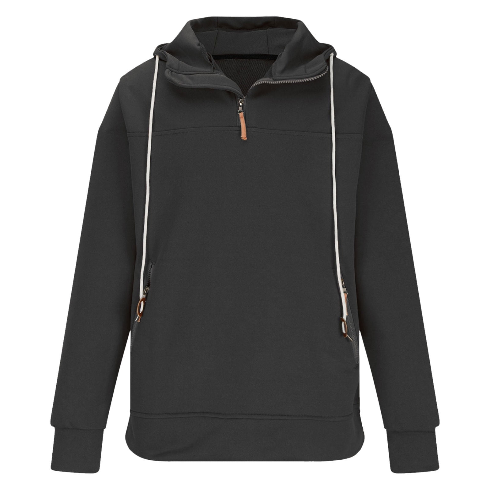 zfhfof Mens Quarter Zip Pullover Cargo Hoodie with Zipper Pocket Tactical Hooded Sweatshirts Windbreaker Vintage Hunting Jacket