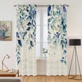 thumbnail image 2 of Blue Teal Eucalyptus Leaves Kitchen Curtains 84 Inch Length, Watercolor Vintage Botanical Grommet Top Bedroom Living Room Curtains, Light Filtering Cafe Curtain Drapes 2 Panels Set 84''x84'', 2 of 9
