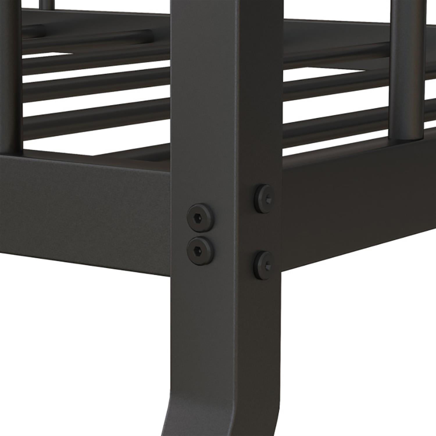 Demi Bonn Twin Pull-Out Bunk Beds with Ladder in the Steps and a Trundle for Guest Room, Full Convertible Bunk Bed Platform, Black