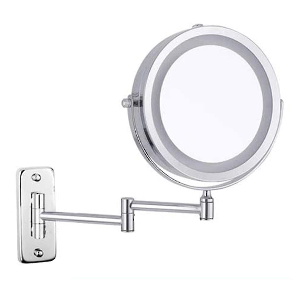 Espejo De Maquillaje De Pared De Doble Cara Con Aumento 1x/3x – Dorado, Giratorio 360° Y Plegable Para Baño O Tocador