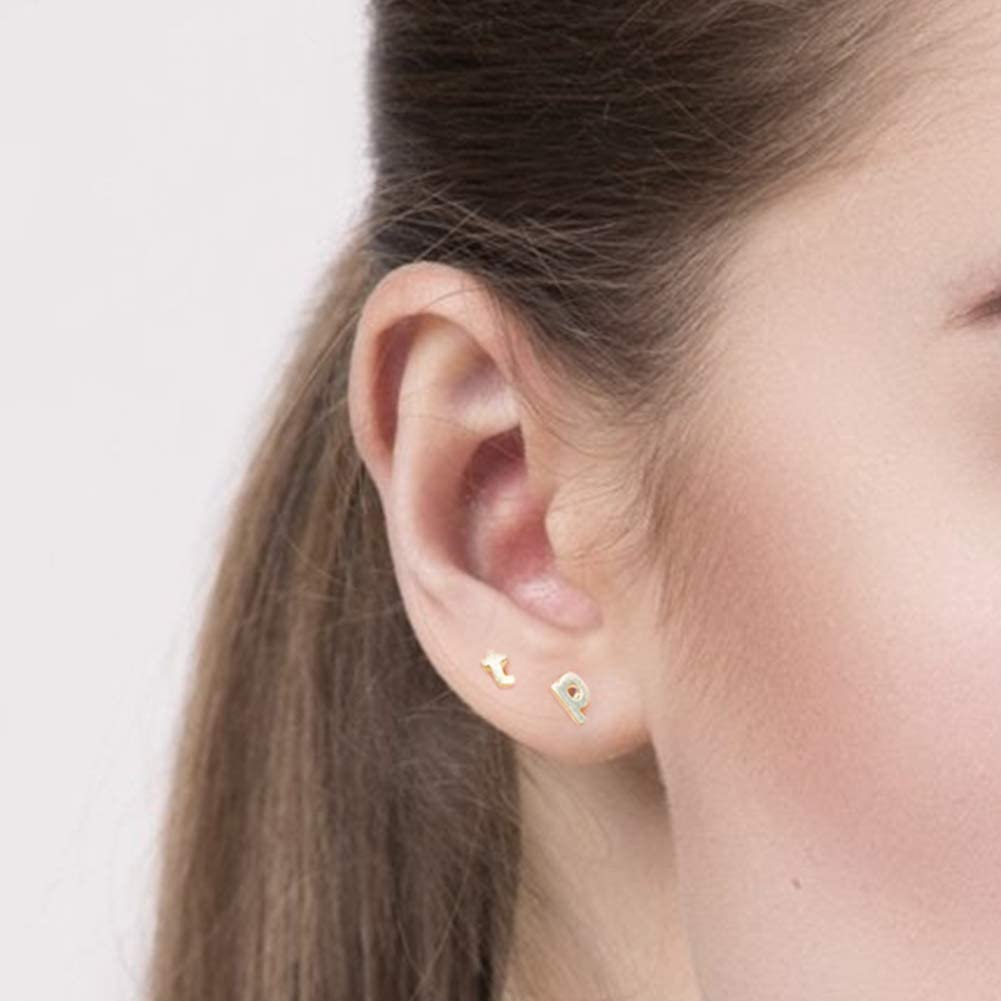 Ldurian Initial Stud Earrings for Women 