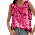thumbnail image 2 of Ounisa Halter Sequin Tank Tops for Women Sleeveless Sparkly Glitter Club Outfits Ruched Flowy Shiny Party Concert Shirt, 2 of 9
