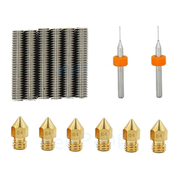 3D Printer Extruder Nozzles 0.4mm Brass Print Head Nozzle 1.75mm Throats Built-in Teflon Tube with Cleaning Tool Kit