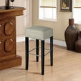 thumbnail image 3 of Gymax 1 PC Backless Bar Stool Fabric Seat Rubber Wood Legs Pub Kitchen Dining Beige, 3 of 8