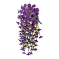 thumbnail image 2 of 30 Inch Artificial Hanging Flowers Outdoor UV Resistant Fake Wisteria Silk Rattan Vines for Patio Porch Garden Wall Decor (Dark Purple), 2 of 9