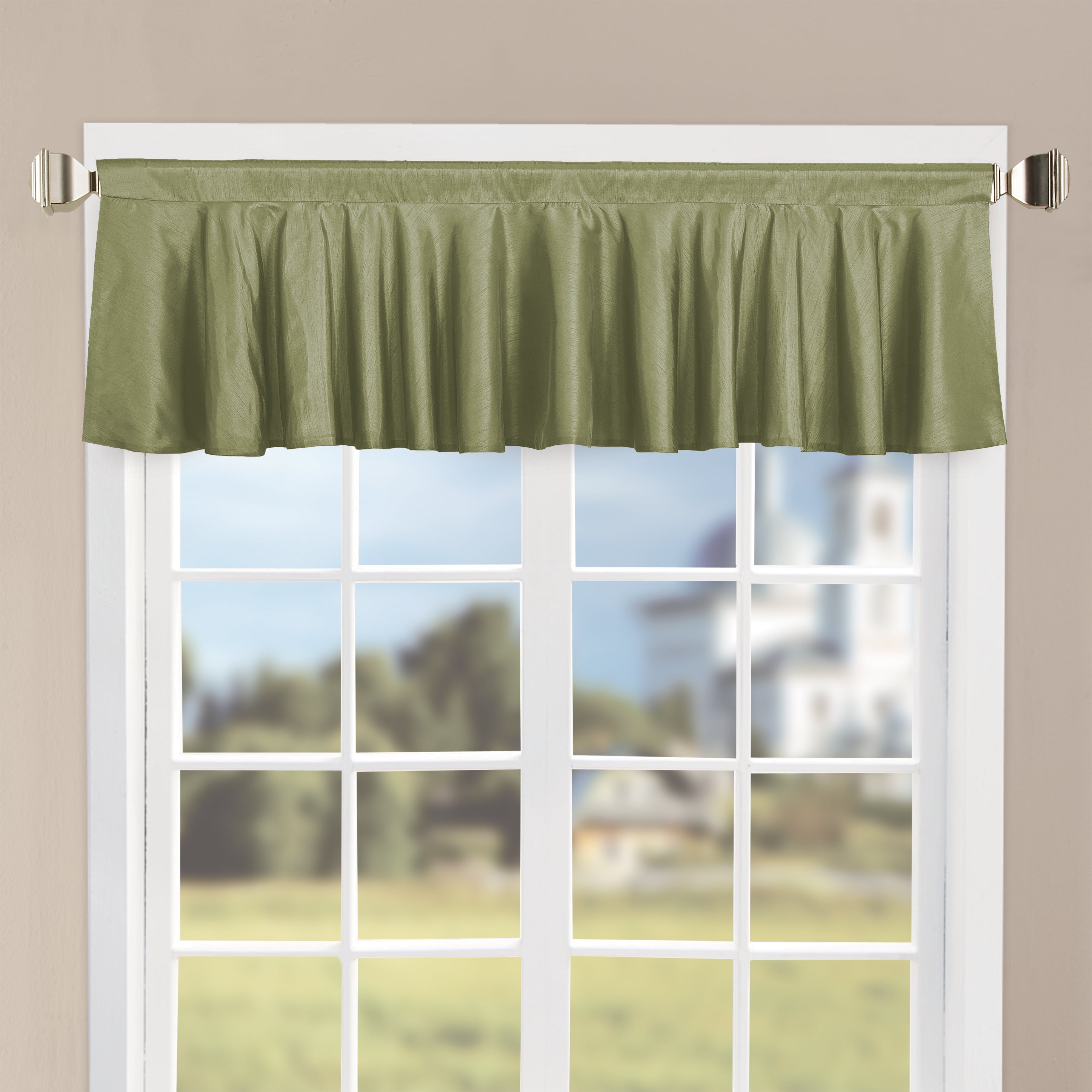 Home Soft Things Solid Faux Silk 1 Piece Valance - Dark Green - 60" x ...