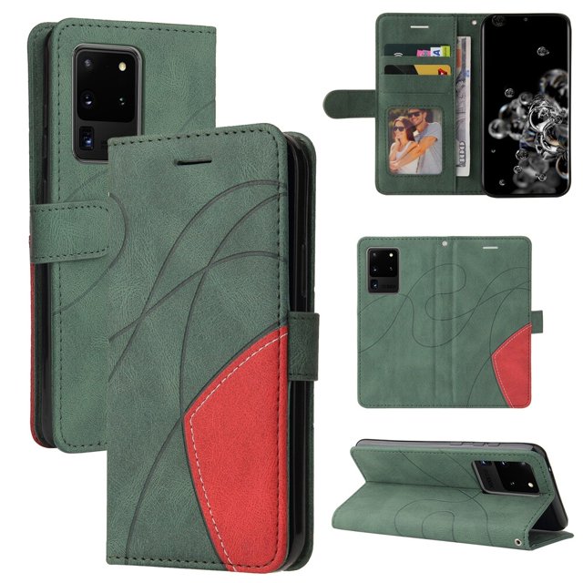Case for Samsung Galaxy S20 Ultra 5G Leather Wallet Book Flip Folio Stand View Cover - Green
