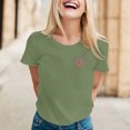thumbnail image 2 of MIXUE Womens Tops Summer Dandelion Print Round Neck Short Sleeve Stylish Loose Fit Casual T Shirts Sportswear,Green,XXL, 2 of 5