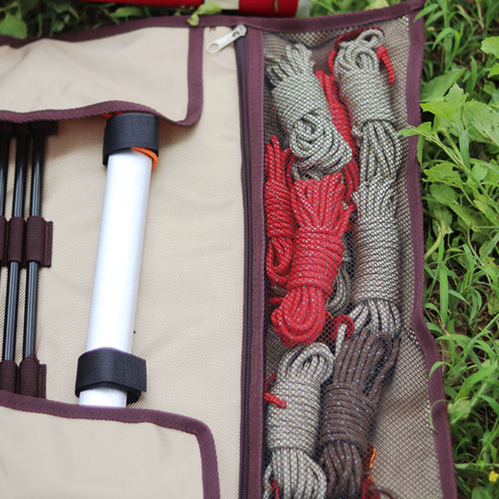 Portable Camping Tent Stakes Bag Folding Tent Stake Bag Outdoor Camping Ground Nails Carry Case for Hiking Camping