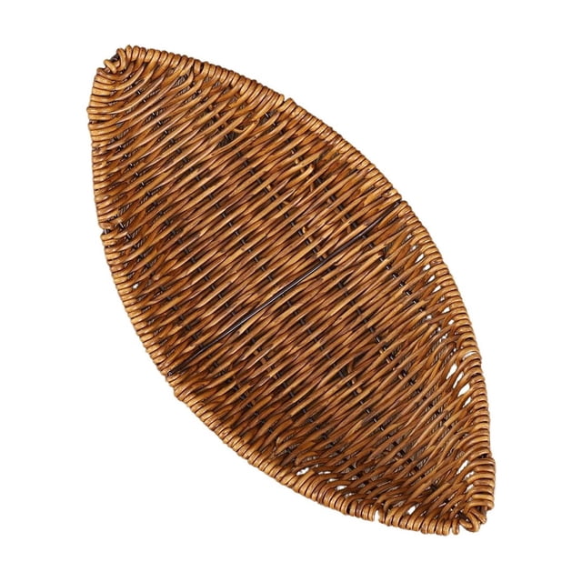 COM1950s Woven Storage Basket, Plastic Imitation Rattan Woven Basket for Fruits, Vegetables, Bread, Snacks, Versatile Tray for Countertop Organization