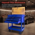 thumbnail image 6 of 3-Drawer Rolling Tool Cart with Wheels, Tool Box Cart with Lift-up Wooden Top, Mechanic Tool Storage Organizer Cabinet for Garage, Warehouse, Workshop, Repair Shop - Black&Blue, 6 of 9