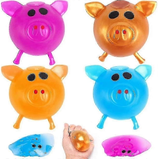 4 Pcs Stress Balls Splat Pig Jello Pigs Squeeze Fruits Ball Antistress Pig Splat Ball Stress Relief Pig Water Ball Venting Sticky Pig