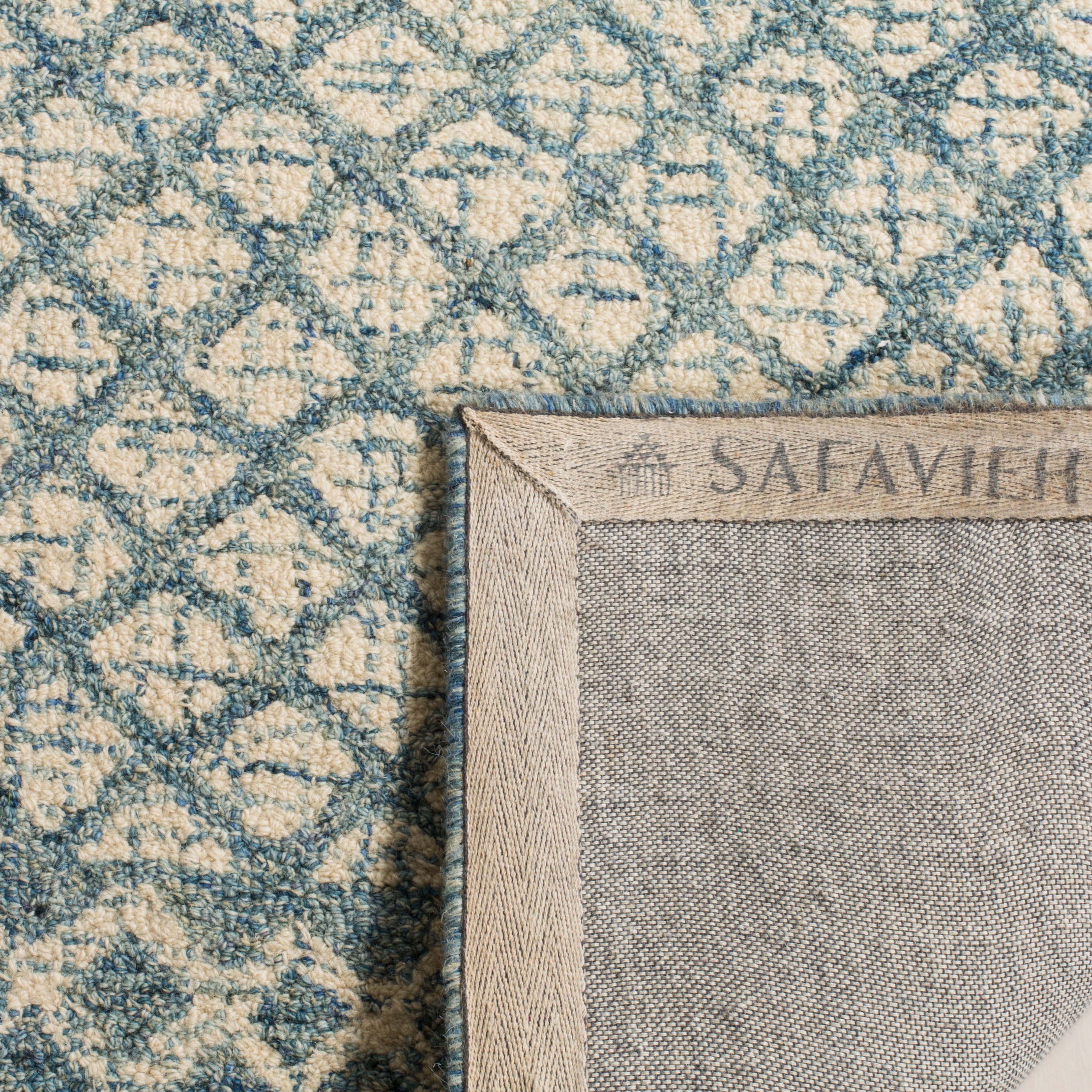 SAFAVIEH Abstract Ryder Abstract Wool Runner Rug, Blue/Ivory, 2'3" x 8'