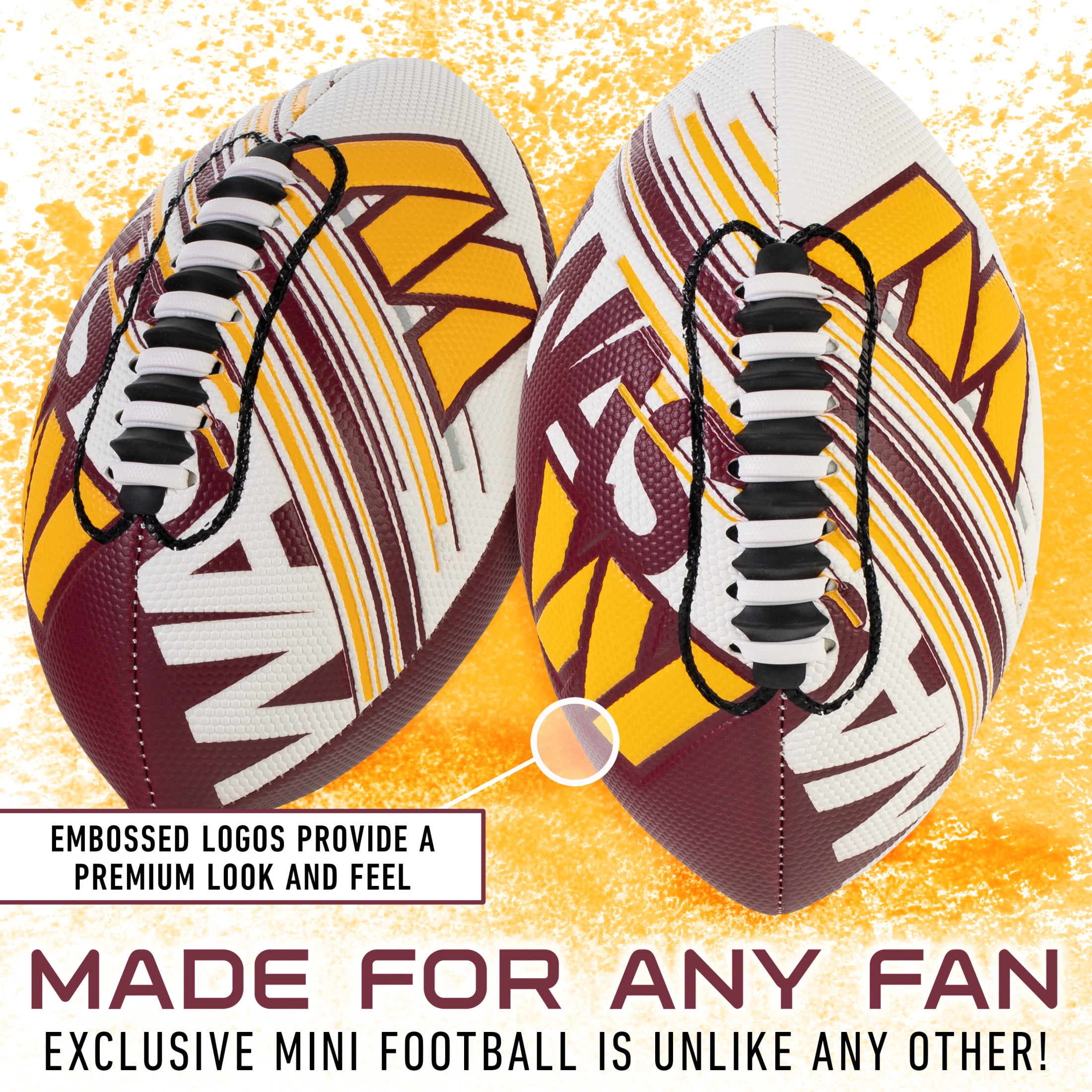 Franklin Sports NFL Washington Commanders Football - Youth Mini Football - 8.5" Football- SPACELACE Easy Grip Texture-  Perfect for Kids !
