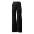 thumbnail image 5 of Work Pants for Women Office Solid Color High Waisted Lace Holout Pants for Party Nightclub Stretchy Elastic Waistband Loose Fit Long Pants Trousers 2025 Fall Slacks with Pockets, 5 of 7