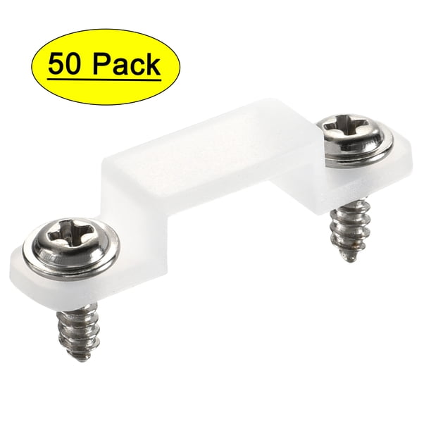 Soportes de montaje para tira LED Unique Bargains con clips de fijación y tornillos para tira LED de 0.31'' de ancho 3528 2835 Silicona 50 Pcs