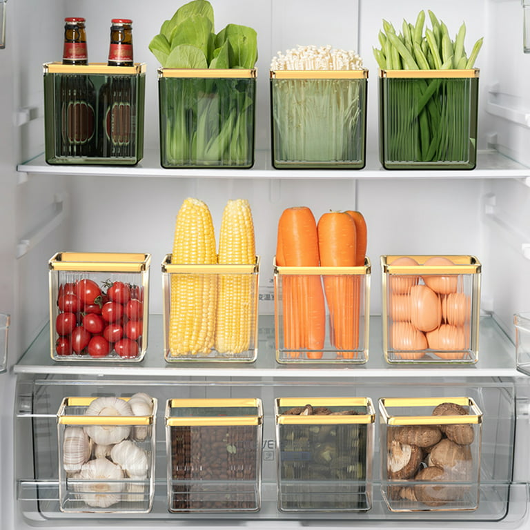 Hesroicy Fridge Freezer Storage Box Transparent Visible Multipurpose Large  Opening Refrigerator Side Door Vegetable Fruit Storage Box Home Supply 