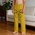 thumbnail image 6 of Soft Boys Joggers with Pockets Angry Face Print Kids Lounge Pants Graphic Sweatpants for Boys Elastic Waist Stretchy Yellow Ages 4-14,Size 4 T, 6 of 9