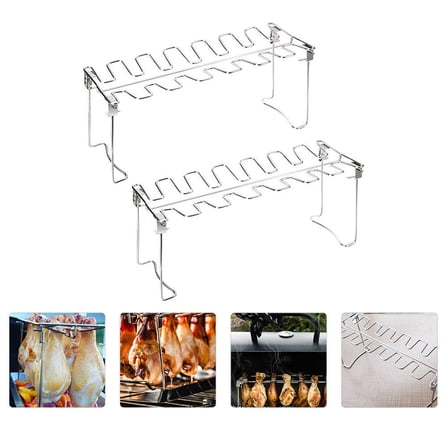 SWETRACE 2Pcs Metal Chicken Drumstick Rack Foldable for Grilling and Outdoor Cooking in Campfire Parties