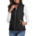 thumbnail image 2 of Women'S Stand Collar Zipper Padded Quilted Vest with Pockets Black XL, 2 of 9