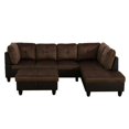 thumbnail image 5 of PonLiving 3 Piece Living Room Sectional Sofa Set w/ Right Facing Chaise, Storage Ottoman, Brown, 5 of 8
