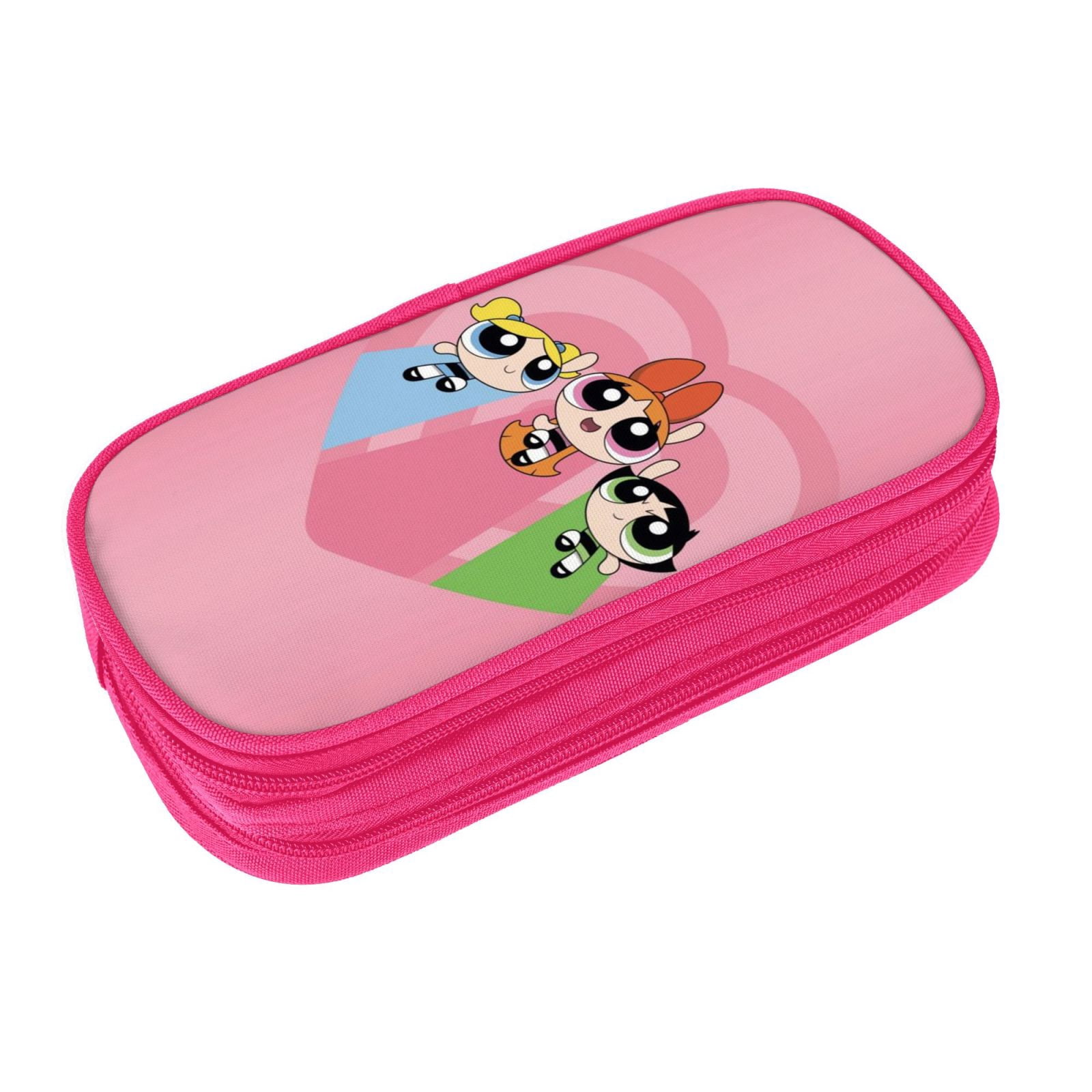 The Powerpuff Gi-rls Pencil Case Large Capacity Pencil Pouch Penbag Office Stationery Organizer Travel Makeup Bag Pink