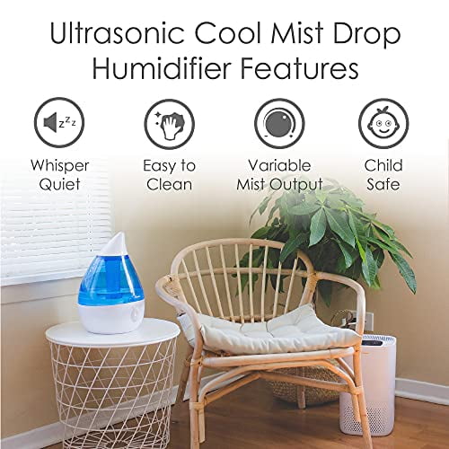 Crane Ultrasonic Cool Mist Humidifier, Blue Drop